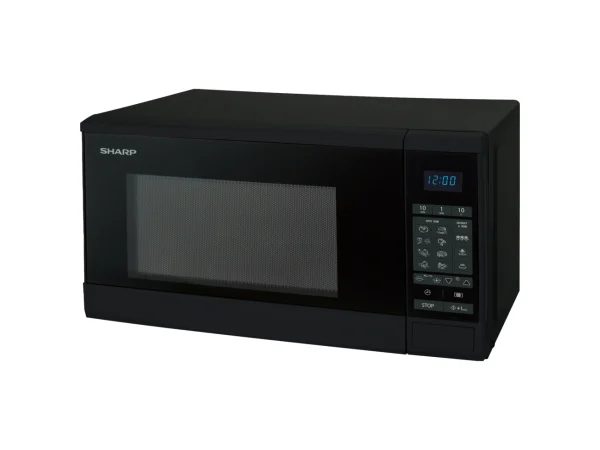 Sharp - R-270BK Solo-Mikrowelle, 20 L, 800 W, 10 Leistungsstufen, 8 AutoCook-Programme, Timer bis 99 Min., Glasdrehteller (25,5 cm), Schwarz