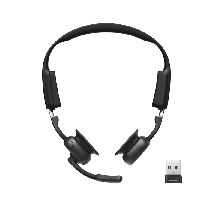 Shokz - OpenMeet UC Open-Ear-Design Dual Bluetooth Headset | zertifiziert für UC Platformen | mit USB-A Bluetooth Adapter