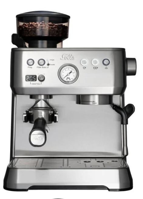 Solis - Grind & Infuse Perfetta 1019 Siebträgermaschine - Kaffeemaschine mit Mahlwerk - Integrierte Zero Static Kaffeemühle - Espressomaschine mit Dampf- und