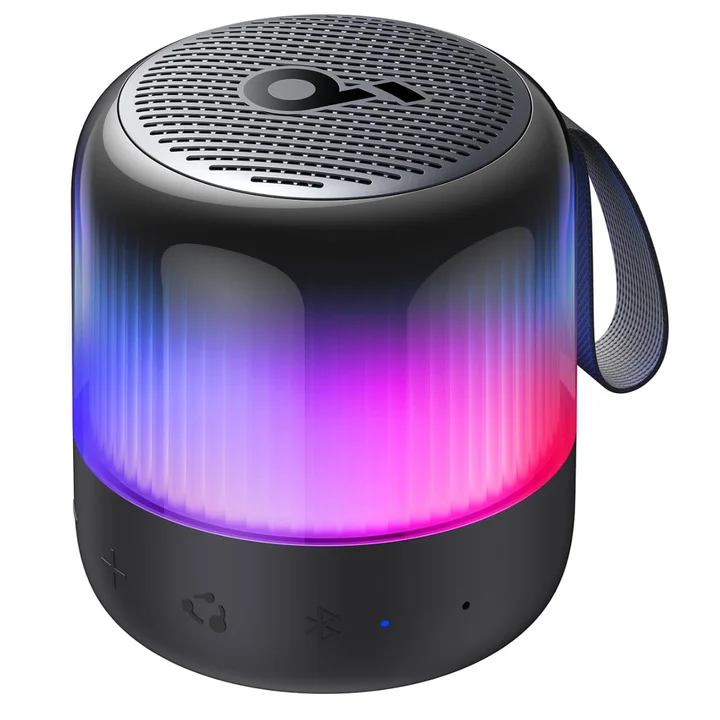 Soundcore by Anker - Glow Mini Speaker, Tragbarer Bluetooth-Lautsprecher, 360° Sound, Lichtshow, 12h Spielzeit, Individuell Einstellbare EQ & Licht, IP67 Wasser- &