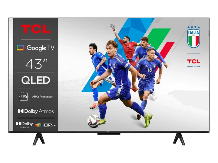 TCL - 43T69C 43 Zoll QLED, Direct LED TV, 4K HDR TV, Smart Google TV (Dolby Vision & Atmos, Motion Clarity, Kompatibel mit Google Assistant & Alexa)