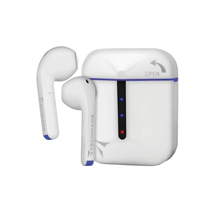 Techmade Cuffie Wireless Bluetooth 5.1 In-Ear Stereo TM-H21T-BLU Blu e Bianco