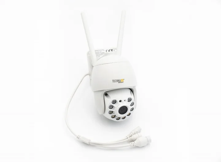 Technaxx - FullHD Aussen Überwachungskamera IP66 mit Bewegungsmelder bis zu 15 m, FullHD-Videoauflösung, Nachtsicht IR, Rotationswinkel 355° & 90° - 3MP WiFi PT