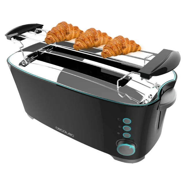 Toast&Taste Extra Toaster Double B, 1350W of Leistung, doppelter Langschlitz für 2 Toasts, automatischer Pop-up und Abschaltung, Edelstahl, Top Rings