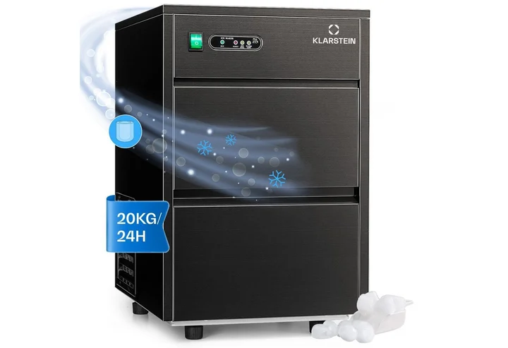 tro, Schnelle Eiswürfelmaschine mit LED Display & R600a Kühlmittel, 145W Profi Eiswürfelbereiter mit Eisschaufel & 3,5kg Eiswürfelbehälter, 20 kg/24h