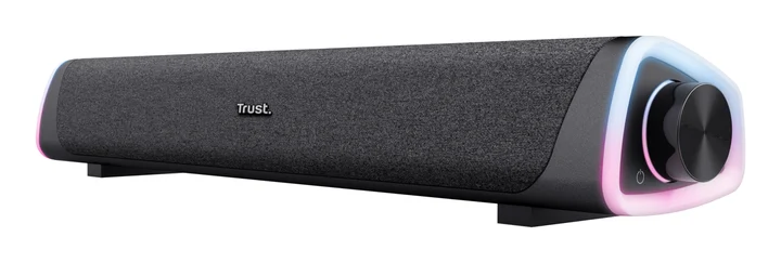 Trust - Liro Soundbar PC Lautsprecher 12W, Stereo Computer Boxen mit RGB LED Beleuchtung, Klinke 3,5 mm AUX, USB Betrieb Sound Bar für PC Laptop Desktop