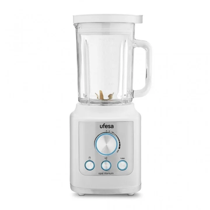Ufesa Opal Titanium, Tischplatten-Mixer, 1,8 l, Eis-Crusher, 1800 W, Weiß