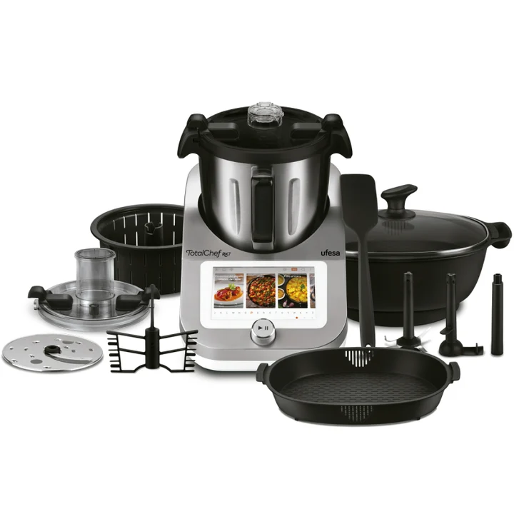 Ufesa - TotalChef RK7 Küchenmaschine mit WLAN, Multifunktions Küchenroboter mit Kochfunktion, Kochroboter 30 Funktionen, 4.5L, 7-Zoll-Touchscreen,
