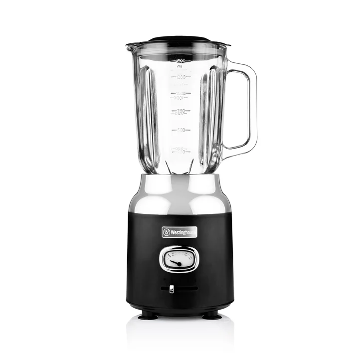 Westinghouse - Retro-Standmixer, 1,5 L, Smoothie-Maker & Eiscrusher, 4 Geschwindigkeiten, Glaskanne, 600 W, schwarz