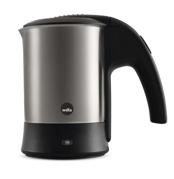 Wilfa - KOK Reisewasserkocher – Kleiner Wasserkocher mit einem Fassungsvermögen von 0,5 Liter, aus rostfreiem Edelstahl, schwarz