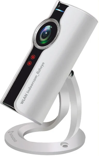 WLAN indoorcam fisheye 180 (1280 x 720 Pixels), Netzwerkkamera, Schwarz, Weiss