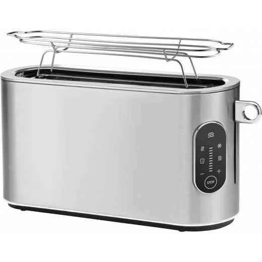 WMF - Lumero Toaster 2 Scheiben, Langschlitz mit Brötchenaufsatz, XXL, Einseitiges Toasten, 1-Scheiben-Taste, 10 Bräunungsstufen, Toaster edelstahl matt