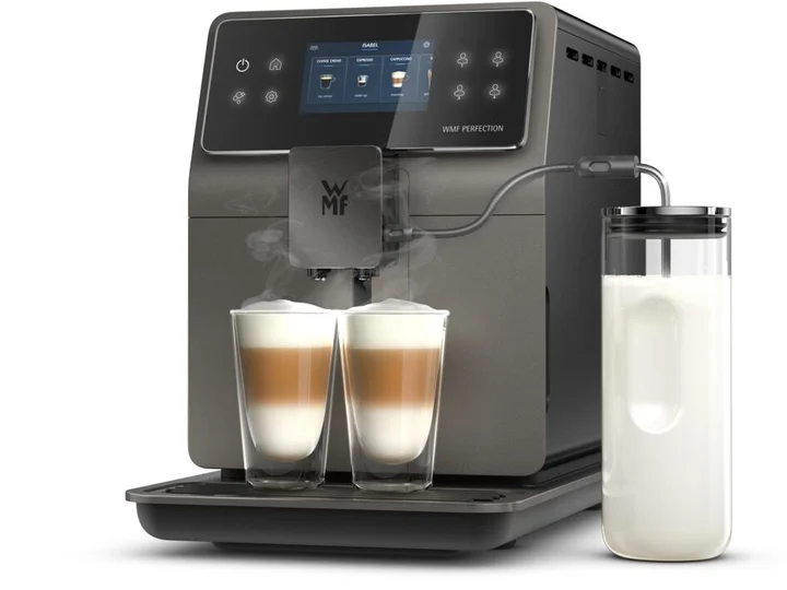 WMF - Perfection 780L Kaffeevollautomat mit Milchsystem,18 Getränkespezialitäten, Double Thermoblock, Edelstahl-Mahlwerk, Nutzerprofil, 1l Milchbehälter,