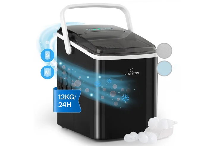 würfelbereiter, Eiswürfelmaschine mit Touch Control, Mini-Eiswürfelmaschine für Große & Kleine Eiswürfel, Eiswürfelbereiter Selbstreinigend, 12kg/24h
