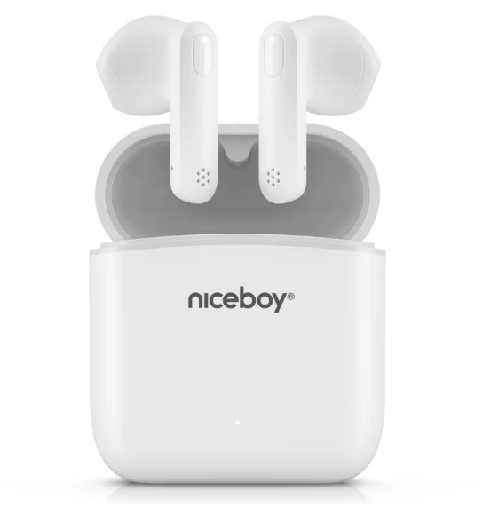 y HIVE Beans In-Ear-Audiokopfhörer, True Wireless, Bluetooth 5.0, Mikrofon, Sprachassistent, Touch-Steuerung, IPX4, Autonomie bis zu 20 Stunden, Weiß