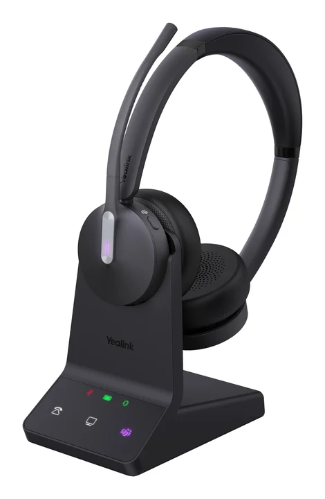 Yealink - WH64 Dual Teams Headset inkl. Basisstation - Optimiert für Microsoft Teams, Zwei-Ohr-Design, Geräuschunterdrückung, USB-Verbindung
