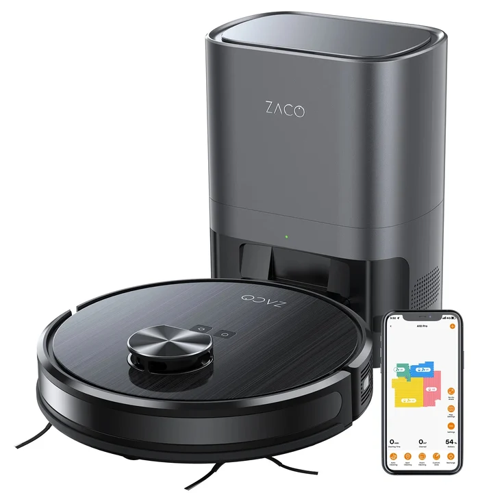 ZACO - A10 Pro Saugroboter mit Wischfunktion, 2,5l Absaugstation bis 60 Tage, Lasernavigation, 3000Pa, 2in1 Saug und Wischroboter, ideal für Tierhaare,