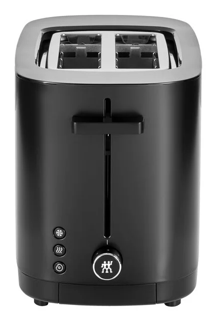 ZWILLING - ENFINIGY Toaster mit 3 Automatikprogrammen, 7 Bräunungsgraden und Abschaltfunktion, 2 Schlitze kurz für 2 Scheiben, mit Brötchenaufsatz, Schwarz