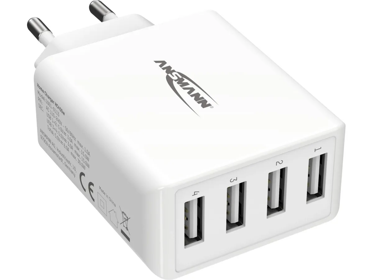 ANSMANN HOME CHARGER HC430 USB- LADER / NETDEL 4 USB-PORTE