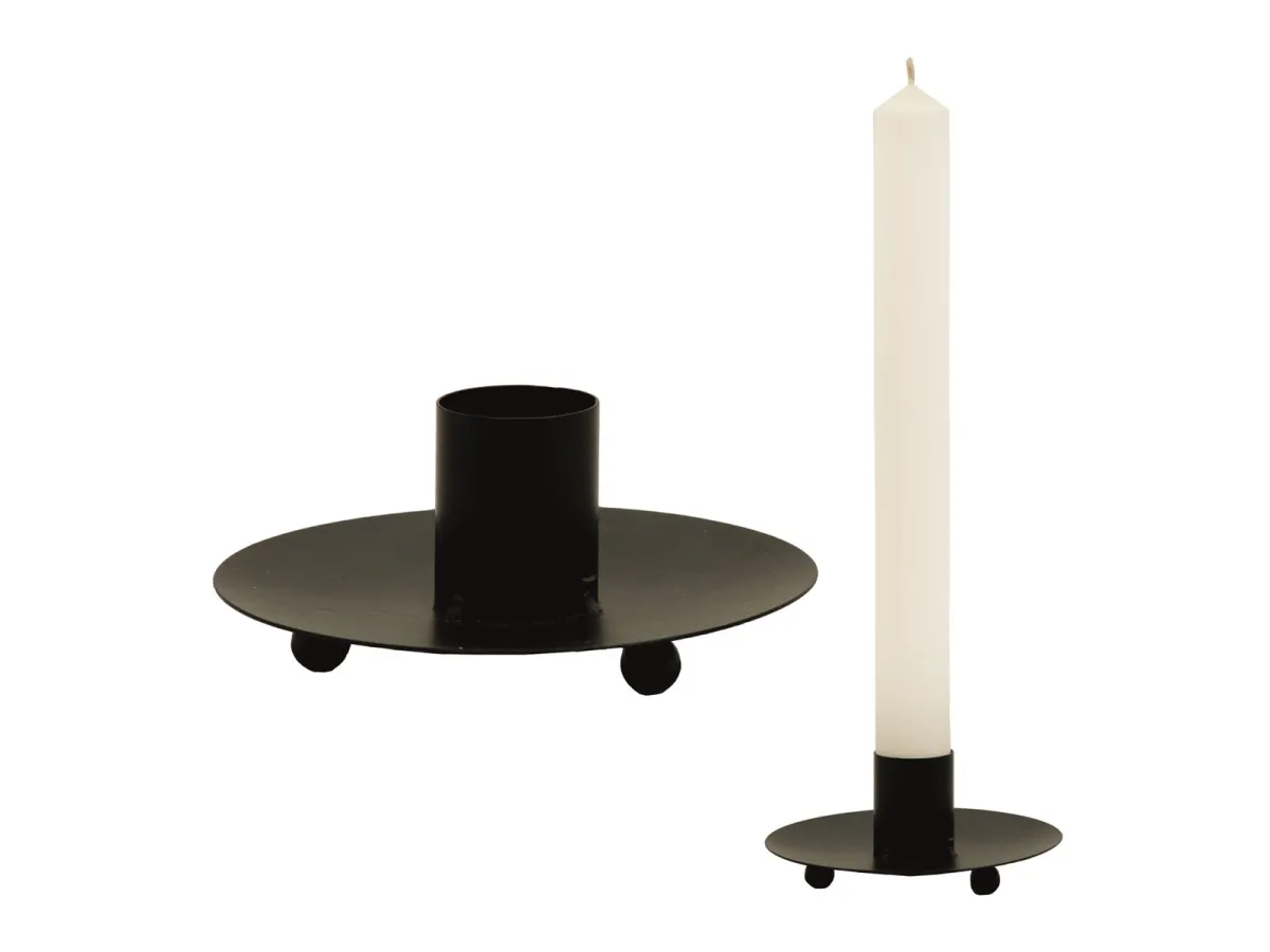 Asp-Holmblad 3-Fuß-Kerzenhalter aus Metall