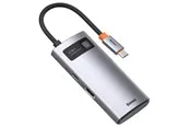 Baseus Hub 4in1 Metal Gleam Series USB-C to USB 3.0 + USB 2.0 + HDMI + USB-C PD USB-Hubs - USB 3.0 - 4 - Grau