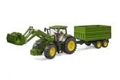 Bruder John Deere 7R 350 with frontloader and tandemaxle tipping trailer