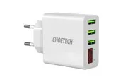 Choetech 15W 3-Port USB-A Wall Charger with Display White