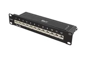 Deltaco 10-PATCH15 10" patch panel 12xRJ45 Cat6a STP 10Gbps metal black