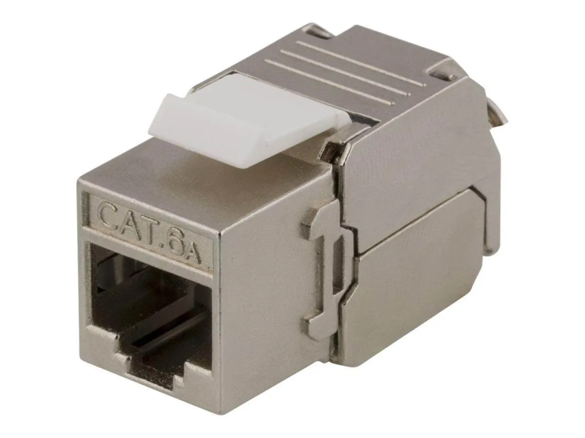 Deltaco MD-121 Cat6A Shielded Keystone Jack Toolless Clamp Termination Plastic white/metal