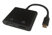 Deltaco USB-C MST HUB 2x 4K/60Hz HDMI + DP black 0.1m USB-Hubs - 3 - Schwarz