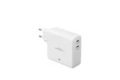 Deltaco USB-C wall charger with built-in power bank and GaN technology - 9600 mAh - White