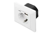 DIGITUS DA-70615 - socket-outlet - 1 power socket 2 USB sockets - white RAL 9003