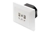 DIGITUS DA-70618 - USB-outlet - 2 USB sockets 1 USB-C socket - RAL 9003 signal white