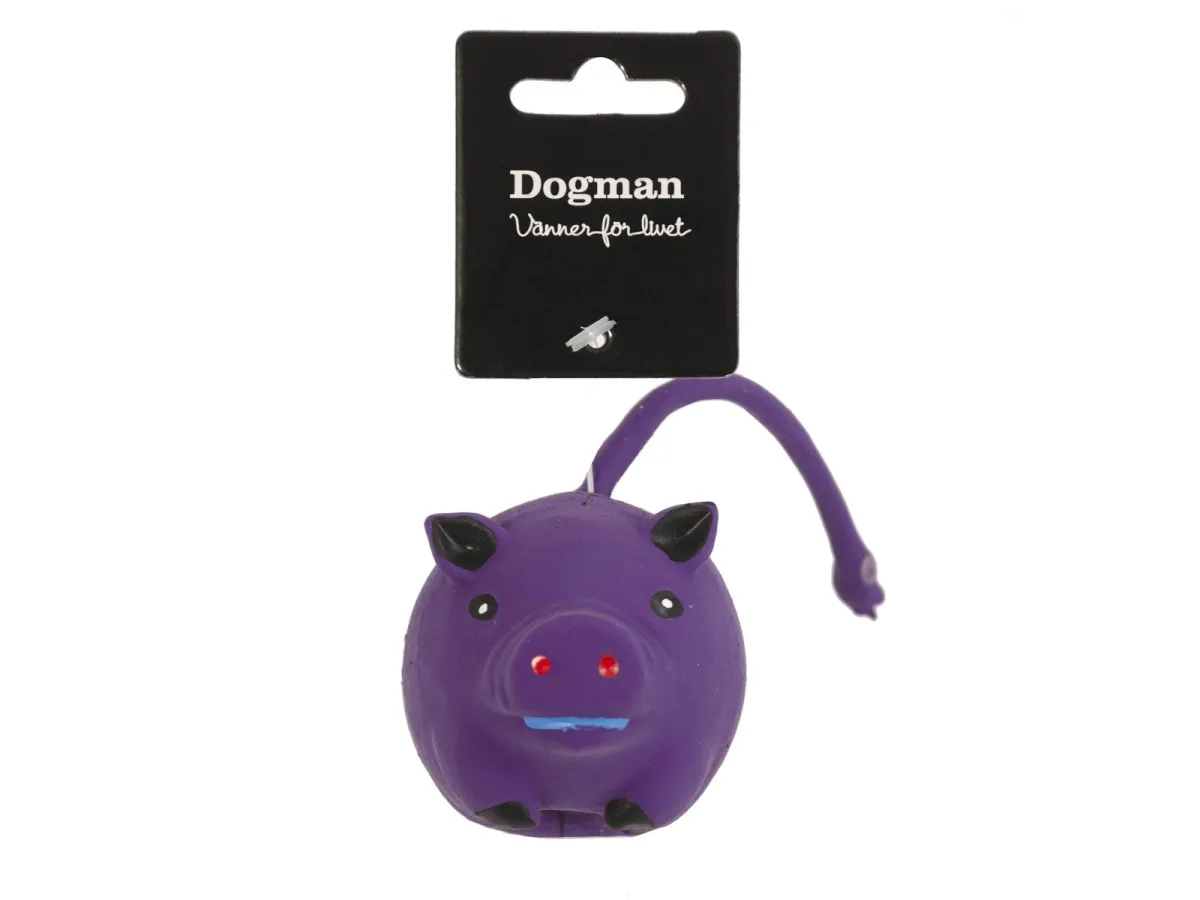 Dogman Hundespielzeug Latex Lila Schweinchen mit Quietscher 21cm