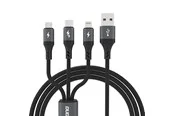 Dudao L3E 3 in 1 60W MicroUSB USB-C Lightning Cable 1.2m - Black