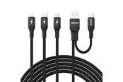 Dudao L3W USB-A/USB-C to Lightning/USB-C/MicroUSB 66W Cable - Black