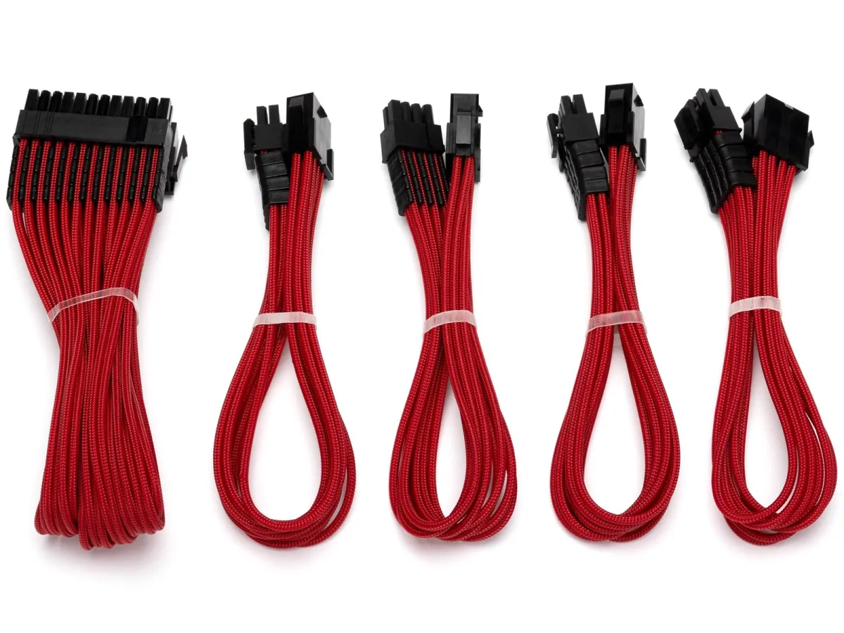 DUTZO Sleeved Power Extention Cable Kit (v2) - Rot