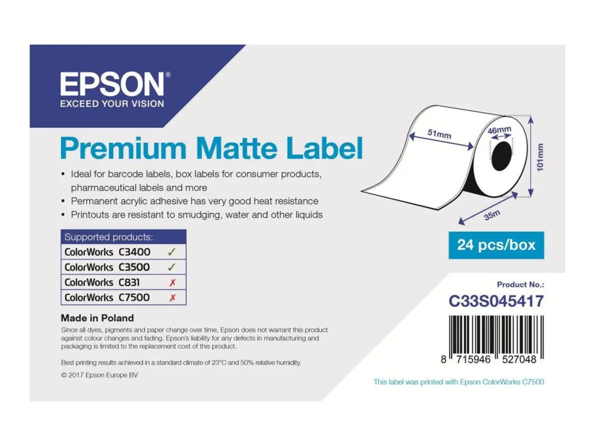 Epson Premium Matte label continuous paper