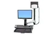 Ergotron StyleView Sit-Stand Combo System mit Worksurface und Medium Silver CPU Halter