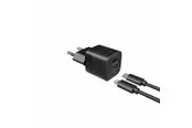 FIXED Fast Charger USB-C PD 20W+USB-C/Lightning 1m Black