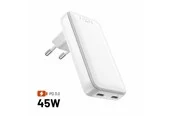 FIXED Slim GaN 90° Super Fast 2x USB-C charger 45W - White