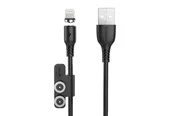 Foneng X62 Magnetic 3-in-1 USB to USB-C Lightning Micro USB Cable 2.4A 1m - Black