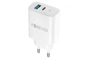 Forever 30W charger 1 x USB-C PD & 1 x USB-A QC white