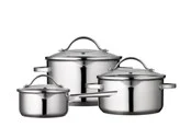 Funktion Pot set with lid 6 pieces 18/8 steel