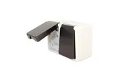 Gripo Socket double IP54 horizontal, Black/grey
