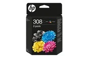 HP 308 / 6L6S6UE - 2-Pack Black and Color (Cyan Magenta Yellow) Ink - Tintenpatrone Cyan