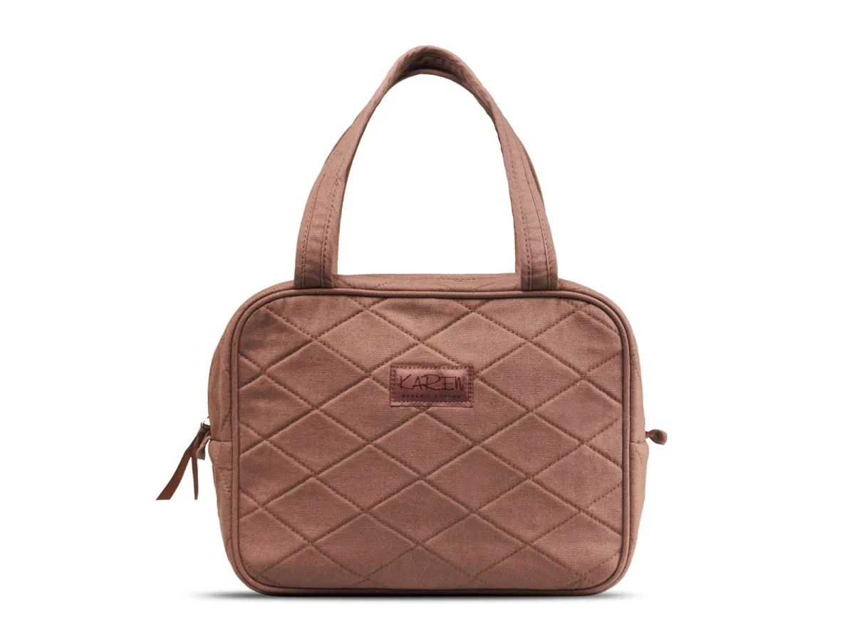 Karen - Toiletry bag with handle - Mocca quilt