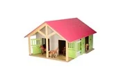 Kids Globe Horse stable Pink with 2 boxes and storage 1:24