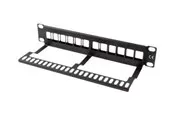 Lanberg PPKS-9112-B Patch Panel Blank 12-Port 1U with Organizer for Keystone Modules Black