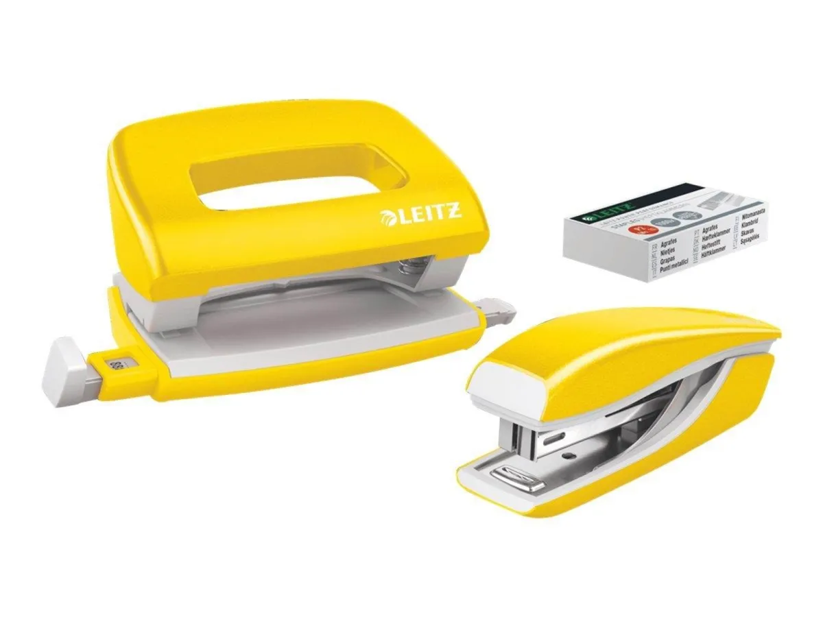 Leitz NeXXt WOW Set Mini-Heftgerät und -Locher Gelb